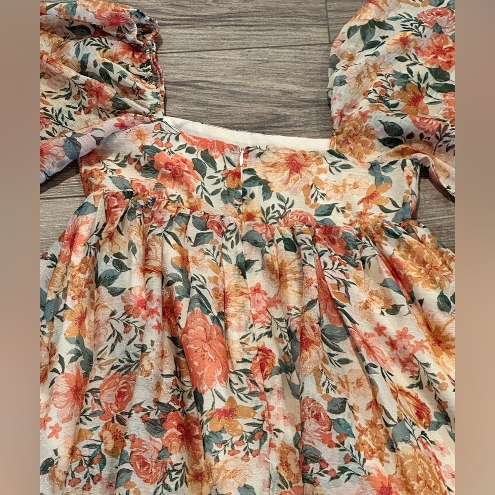 Morning Lavender Floral Empire Waist Balloon Sleeve Maxi Babydoll Dress - Picture 8 of 11